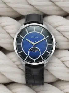 Titan Men Textured Dial Reset Time Analogue Watch 10028SL01