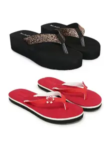 TWO SOFT Women Set of 2 Thong Flip-Flops