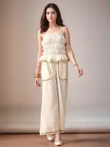 Sangria Embellished Tube Top with Trouser Co-Ords