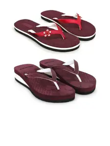 TWO SOFT Women Pack Of 2 Printed Open Toe Thong Flip-Flops