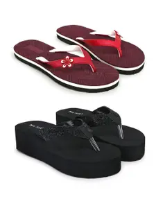 TWO SOFT Women Pack Of 2 Thong Flip-Flops