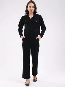 Global Republic Textured Shirt Collar Top With Trouserss