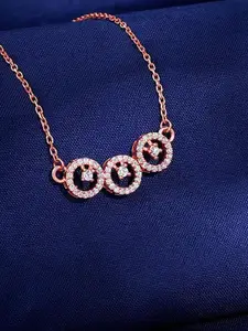 GIVA 925 Sterling Silver Rose Gold-Plated Zircon Studded Necklace