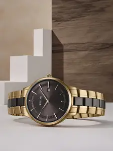 Titan Men Embellished Dial & Stainless Steel Straps Analogue Watch 90142KD02