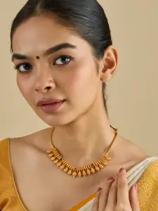 Kushal's Fashion Jewellery Embellished Bridal Gold-Plated Temple Necklace