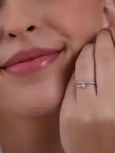 Kushal's Fashion Jewellery White Rhodium-Plated Party 92.5 Sterling Silver Finger Ring