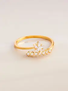 Kushal's Fashion Jewellery White Gold-Plated Ethnic 92.5 Pure Silver Finger Ring