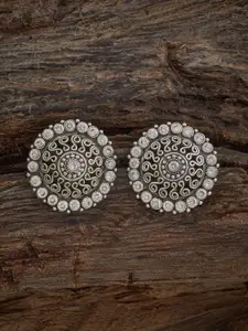 Kushal's Fashion Jewellery 92.5 Pure Silver-Plated Contemporary Stones Studded Studs