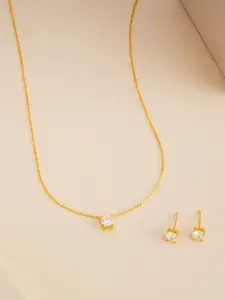 Kushal's Fashion Jewellery White 92.5 Pure Silver Gold-Plated Party Pendant Set