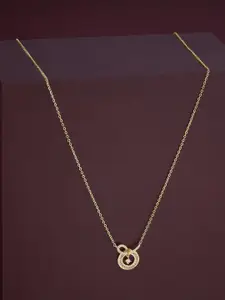 Kushal's Fashion Jewellery  92.5 Silver Gold-Plated Cubic Zircon-Studded Pendant Chain
