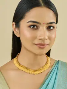 Kushal's Fashion Jewellery Embellished Bridal 92.5 Silver Gold-Plated Temple Necklace