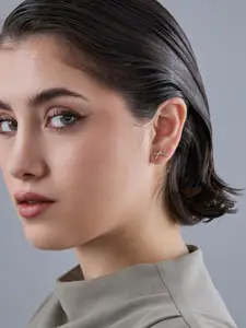 Kushal's Fashion Jewellery 92.5  Silver Rose Gold-Plated Party Studs