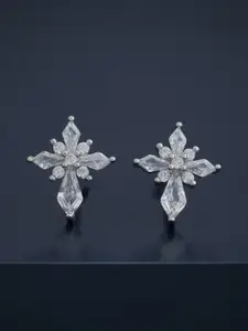 Kushal's Fashion Jewellery 92.5  Silver Classic Artificial Stones Studs