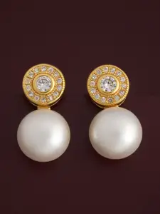 Kushal's Fashion Jewellery C92.5  Silver Gold-Plated Pearl Classic Studs Earrings