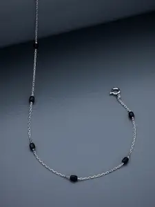 Kushal's Fashion Jewellery 92.5 Pure Silver Rhodium-Plated Artificial Beaded Anklet