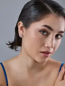 Kushal's Fashion Jewellery 92.5  Silver Rhodium-Plated Party Studs