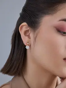 Kushal's Fashion Jewellery 92.5  Silver Gold Plated CZ  Party Drop Earrings