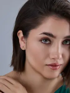 Kushal's Fashion Jewellery 92.5  Silver Gold-Plated Classic Studs Earrings