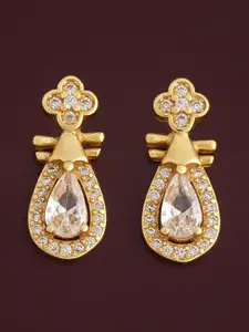 Kushal's Fashion Jewellery 92.5  Silver Gold-Plated Classic CZ-Stone Studded Studs