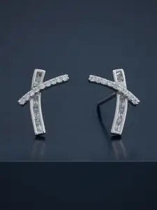 Kushal's Fashion Jewellery 92.5  Silver Rhodium-Plated Studs Earrings
