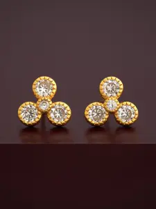 Kushal's Fashion Jewellery 92.5  Silver Gold-Plated Zircon Classic Studs