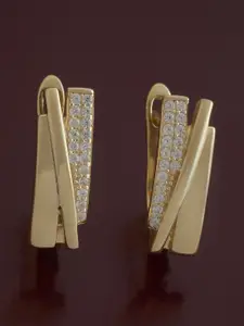 Kushal's Fashion Jewellery 92.5 Sterling Silver Gold Plated Zircon Spherical Hoop Earrings