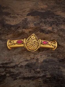 Kushal's Fashion Jewellery 92.5 Sterling Silver Gold-Plated Stone-Studded Bangle