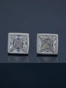 Kushal's Fashion Jewellery 92.5  Silver Rhodium-Plated Zircon Classic Studs