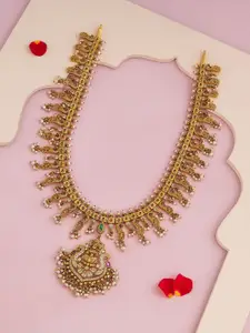 Kushal's Fashion Jewellery Women Ruby-Green Oxidised Gold-Plated 92.5 Pure Silver Necklace