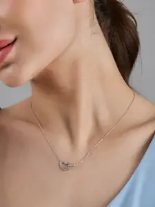 Kushal's Fashion Jewellery  92.5 Silver White Rhodium Plated Zircon Studded Pendant Chain