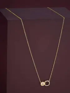 Kushal's Fashion Jewellery  92.5 Silver Gold Plated Cubic Zircon Studded Pendant Chain