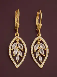 Kushal's Fashion Jewellery 92.5  Silver Gold Plated Zircon Hoop Earrings