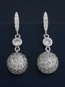 Kushal's Fashion Jewellery 92.5  Silver Rhodium-Plated Zircon Studded Earrings