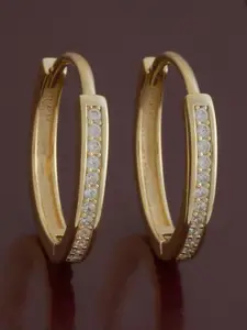 Kushal's Fashion Jewellery 92.5 Sterling Silver Gold Plated Zircon Spherical Hoop Earrings