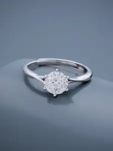 Kushal's Fashion Jewellery Rhodium-Plated Ethnic 92.5 Pure Silver Finger Ring
