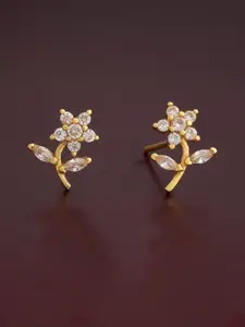 Kushal's Fashion Jewellery 92.5  Silver Gold-Plated Zircon Classic Studs