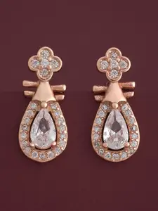 Kushal's Fashion Jewellery 92.5  Silver Rose Gold-Plated Classic Zircon Studs