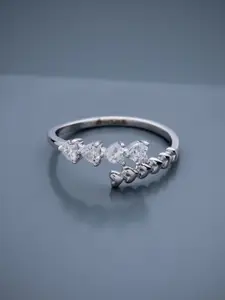 Kushal's Fashion Jewellery 92.5 Pure Silver Rhodium-Plated Stone Studded Finger Ring