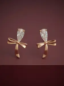 Kushal's Fashion Jewellery 92.5  Silver Rose Gold-Plated Stones Studded Studs