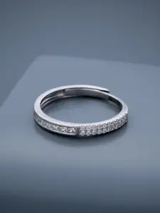 Kushal's Fashion Jewellery White Rhodium-Plated Ethnic 92.5 Pure Silver Finger Ring