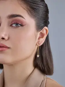 Kushal's Fashion Jewellery 92.5  Silver Gold-Plated Classic Zircon Drop Earrings