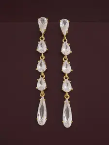Kushal's Fashion Jewellery 92.5  Silver Gold-Plated Zircon Classic Drop Earrings
