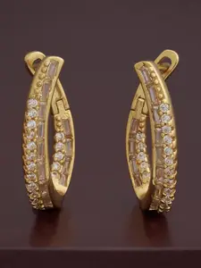 Kushal's Fashion Jewellery 92.5 Silver Gold-Plated Classic CZ-Studded Hoop Earrings