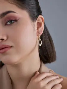 Kushal's Fashion Jewellery 92.5  Silver Gold-Plated Zircon Teardrop Hoop Earrings