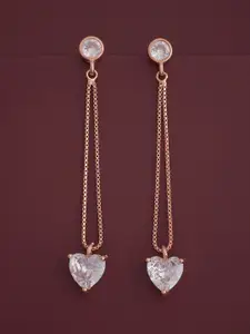 Kushal's Fashion Jewellery 92.5  Silver Rose Gold-Plated Zircon Drop Earrings