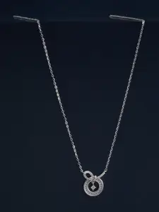 Kushal's Fashion Jewellery  92.5 Silver Rhodium Plated Cubic Zircon Studded Pendant Chain