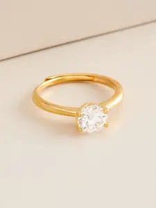 Kushal's Fashion Jewellery White Gold-Plated Ethnic 92.5 Pure Silver Finger Ring