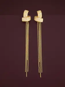 Kushal's Fashion Jewellery 92.5  Silver Gold Plated CZ Drop Earrings