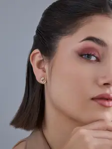 Kushal's Fashion Jewellery 92.5  Silver Gold-Plated Zircon Classic Studs