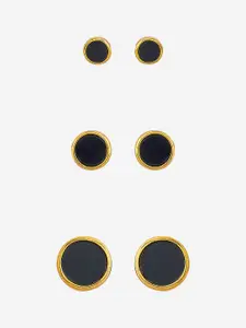 Kushal's Fashion Jewellery 92.5 Sterling Silver Gold Plated Circular Studs Earrings